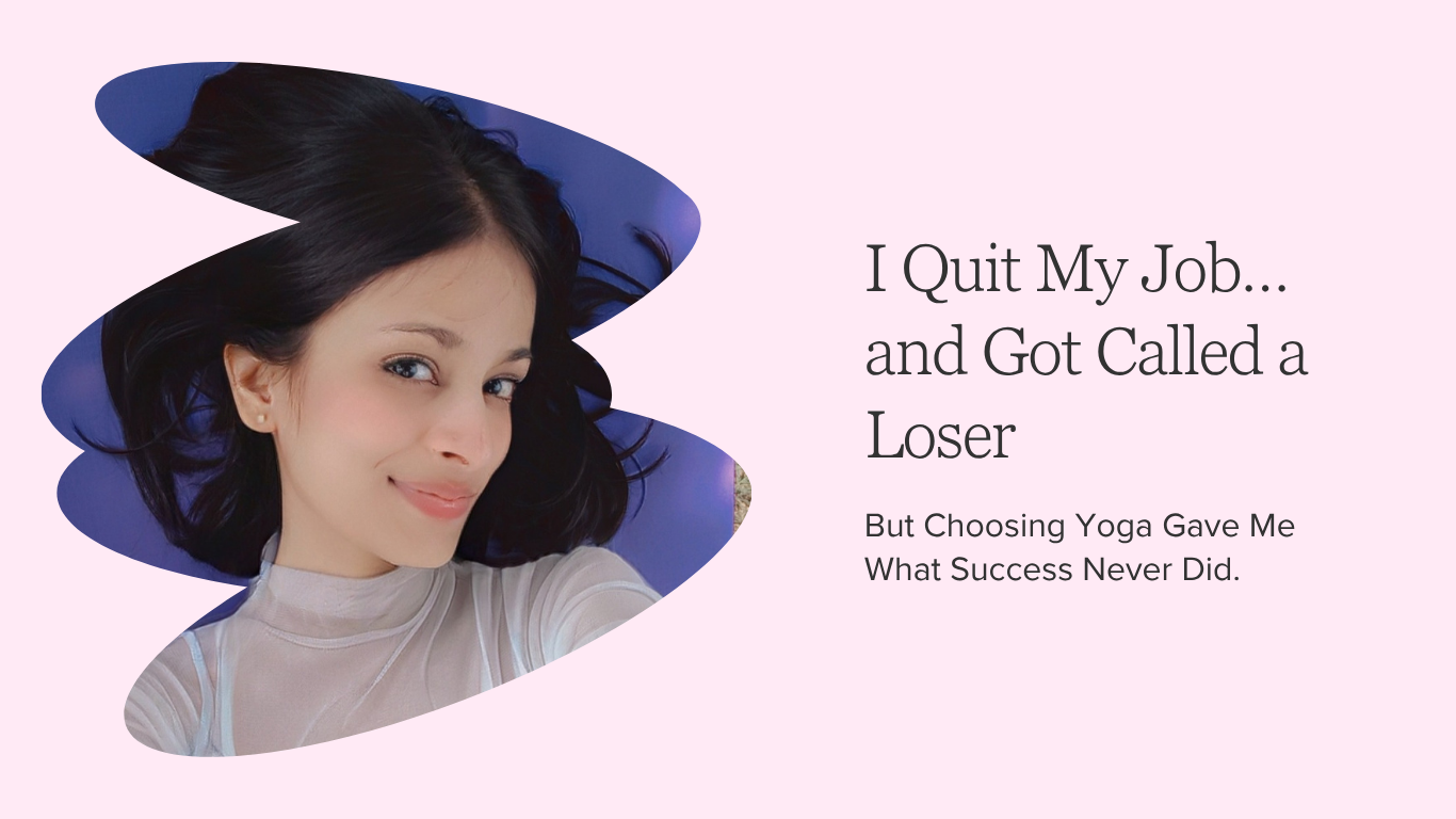 A woman smiling peacefully, lying on a yoga mat, symbolizing freedom and inner