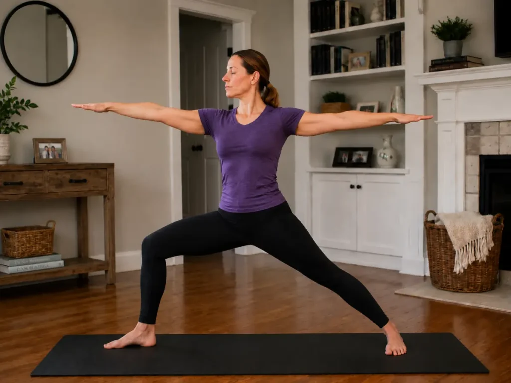 12 basic yoga poses for beginners warrior II virabhadrasana II balance