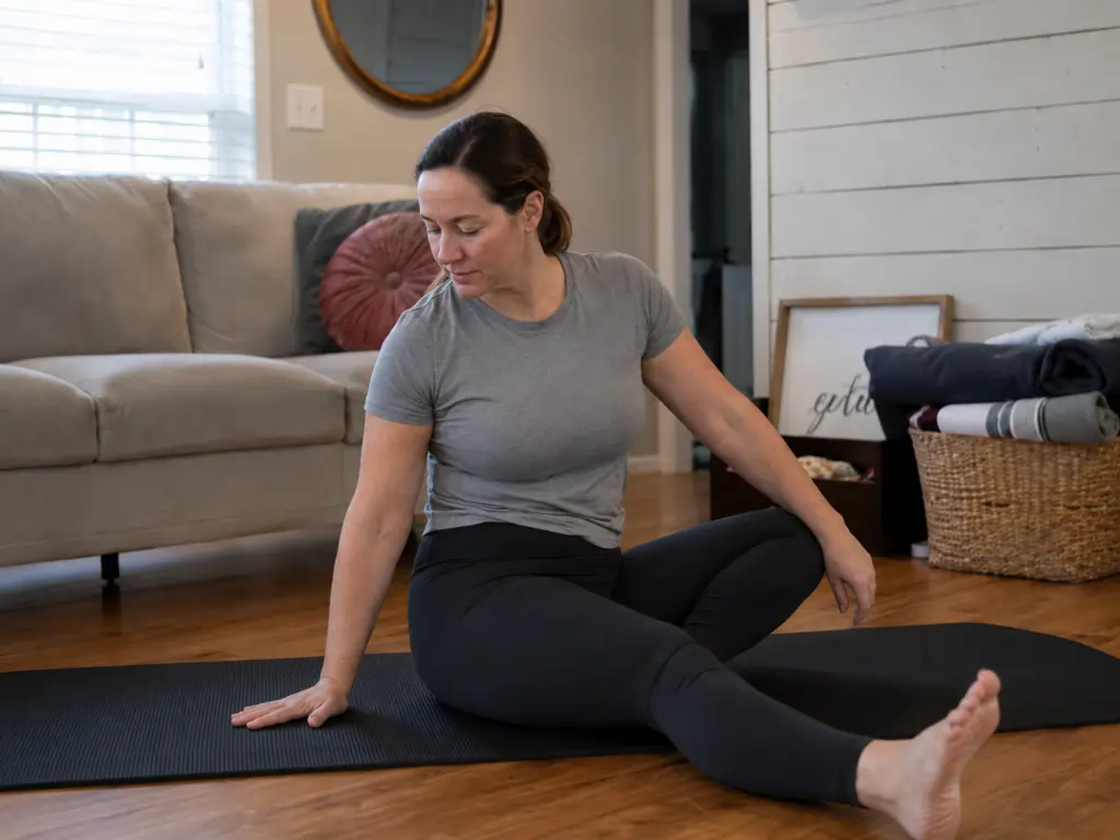 Lifestyle image showing gentle exercise without punishment for Somatic Pilates for Beginners.