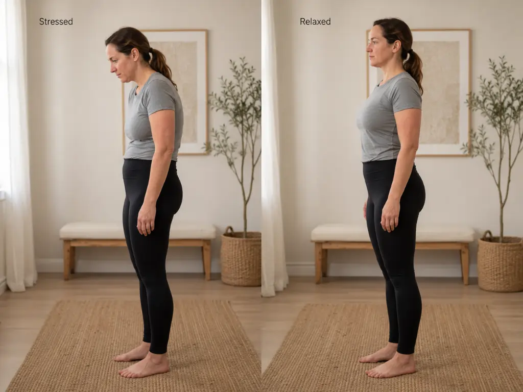 Visual comparison showing posture improvement through Somatic Pilates for Beginners practice.